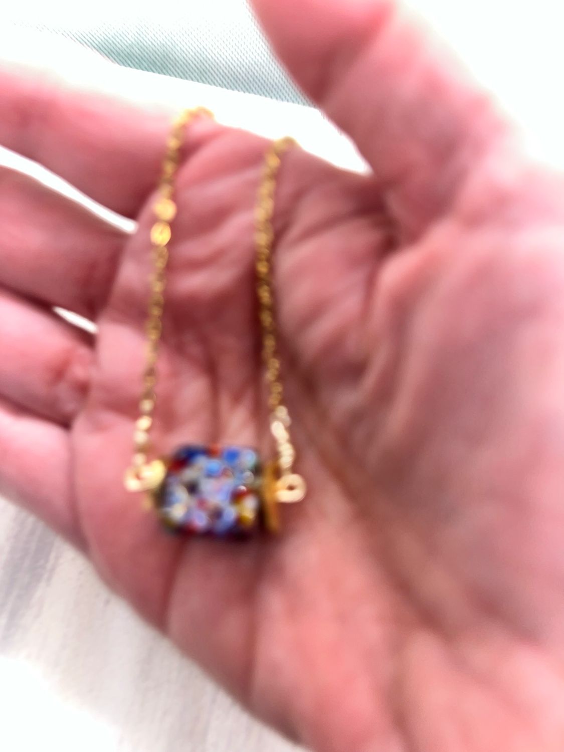 Multicolored Murano Glass Cube Pendant