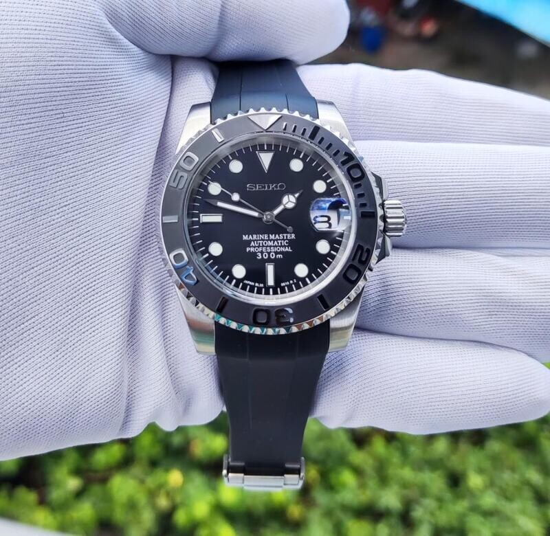 Seiko-lex Yatchmaster Black Rubber Strap