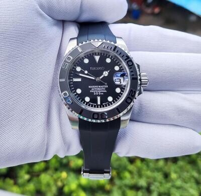 Seiko-lex Yatchmaster Black Rubber Strap
