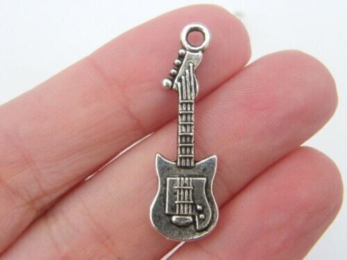 Electric guitar pendants antique silver tone MN20