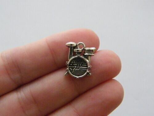 Drum set charms antique silver tone MN40