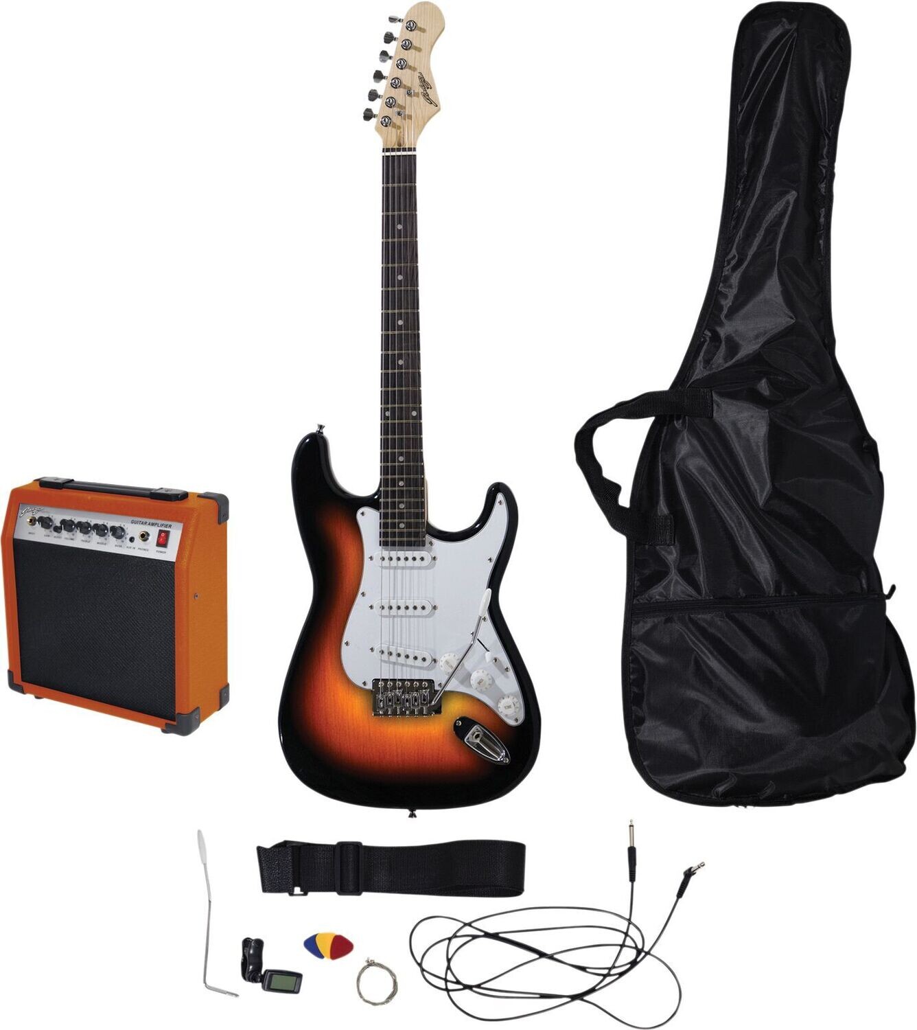 Johnny Brook Standard Guitar Kit with 20W Colour Coded Combo Amplifier sunburst