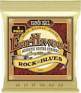 Ernie Ball Earthwood 80/20 Bronze 10-52 Acoustic Guitar Strings, Rock & Blues