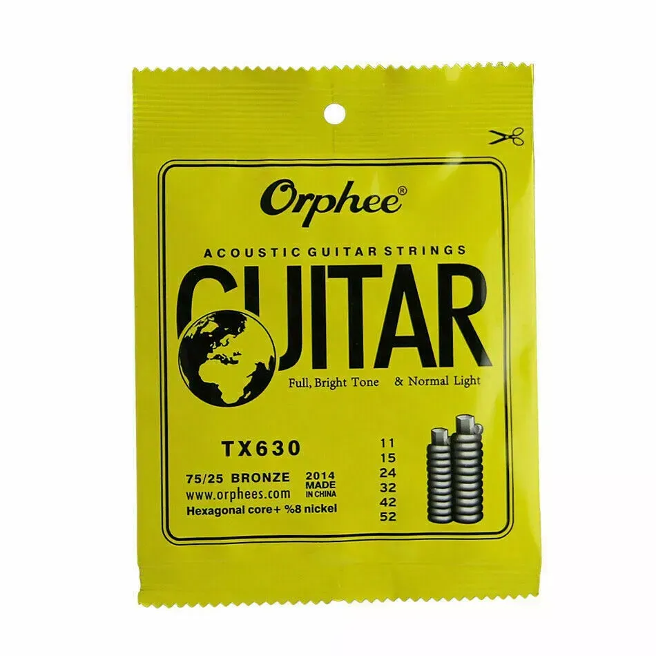 Orphee TX630 (011-052) Full Bright Tone & Normal Light Folk Guitar Strings Set 6pcs/set Acoustic