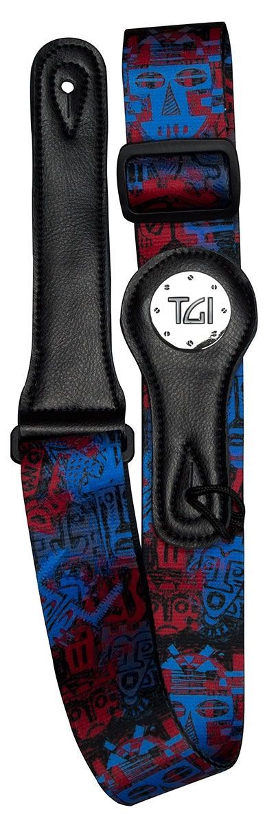 TGI Guitar Strap Traibal Mask Blue