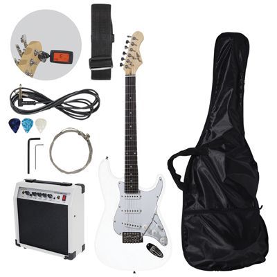 Johnny Brook Standard Guitar Kit with 20W Colour Coded Combo Amplifier white