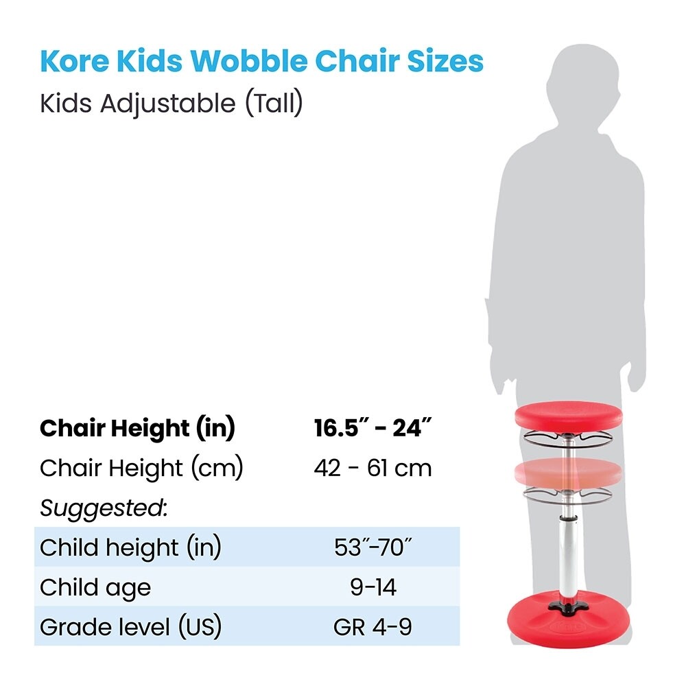 KORE Kids Adjustable Tall Wobble Chair 16.5" - 24"