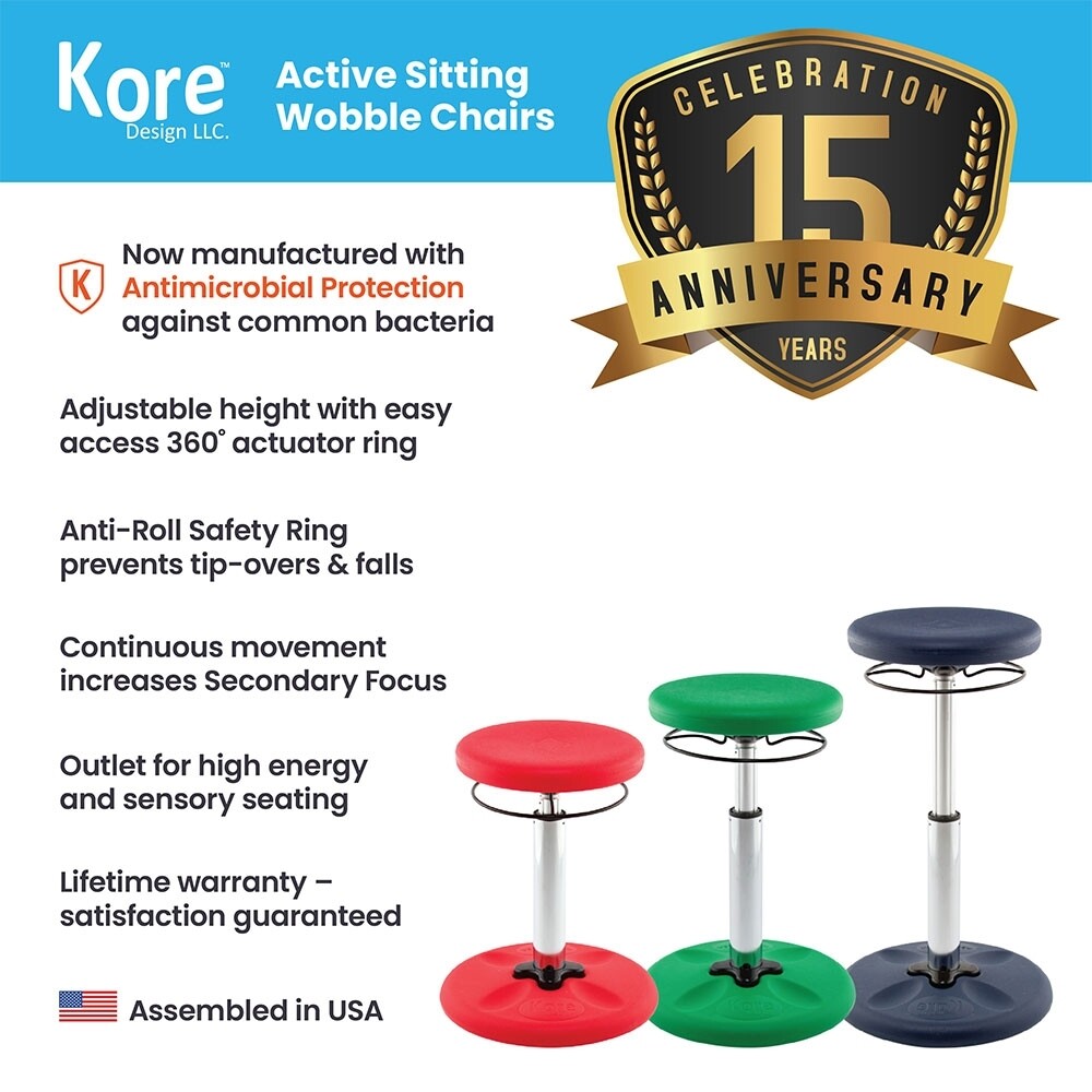 Kore Kids Adjustable Wobble Chair, Yellow