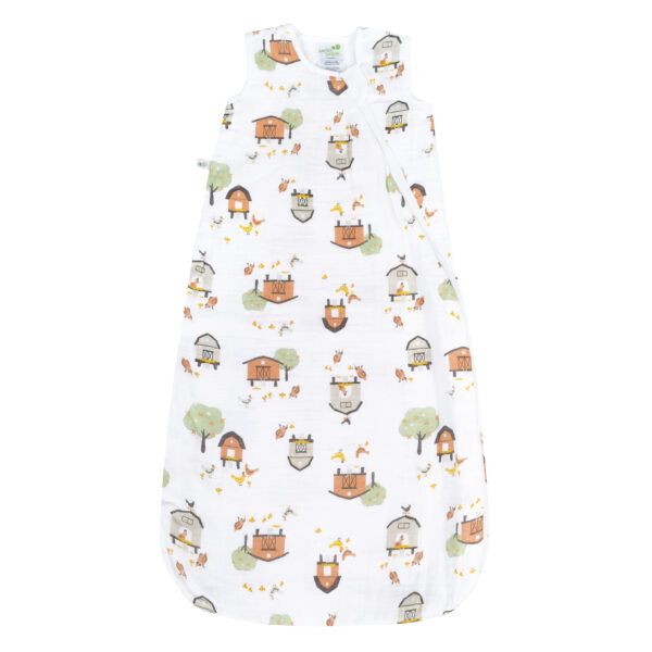 ​Perlim PinPin Muslin Sleeping Bag (18-36 months) -  0.7 tog, Design: Farm
