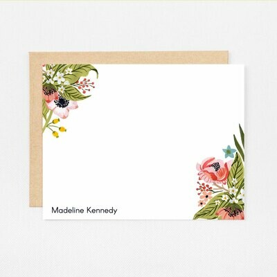 Floral Corners Flat Notecards