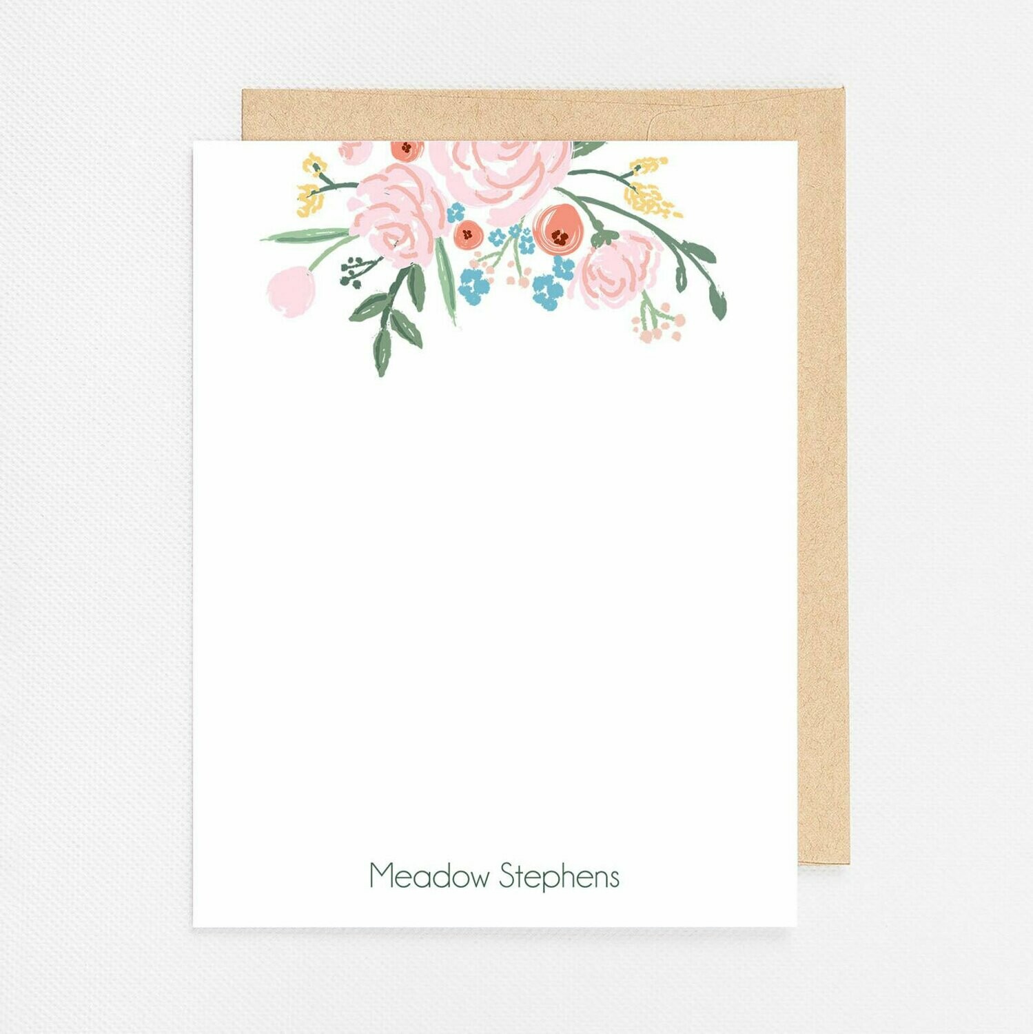 Floral Top Vertical Flat Notecards