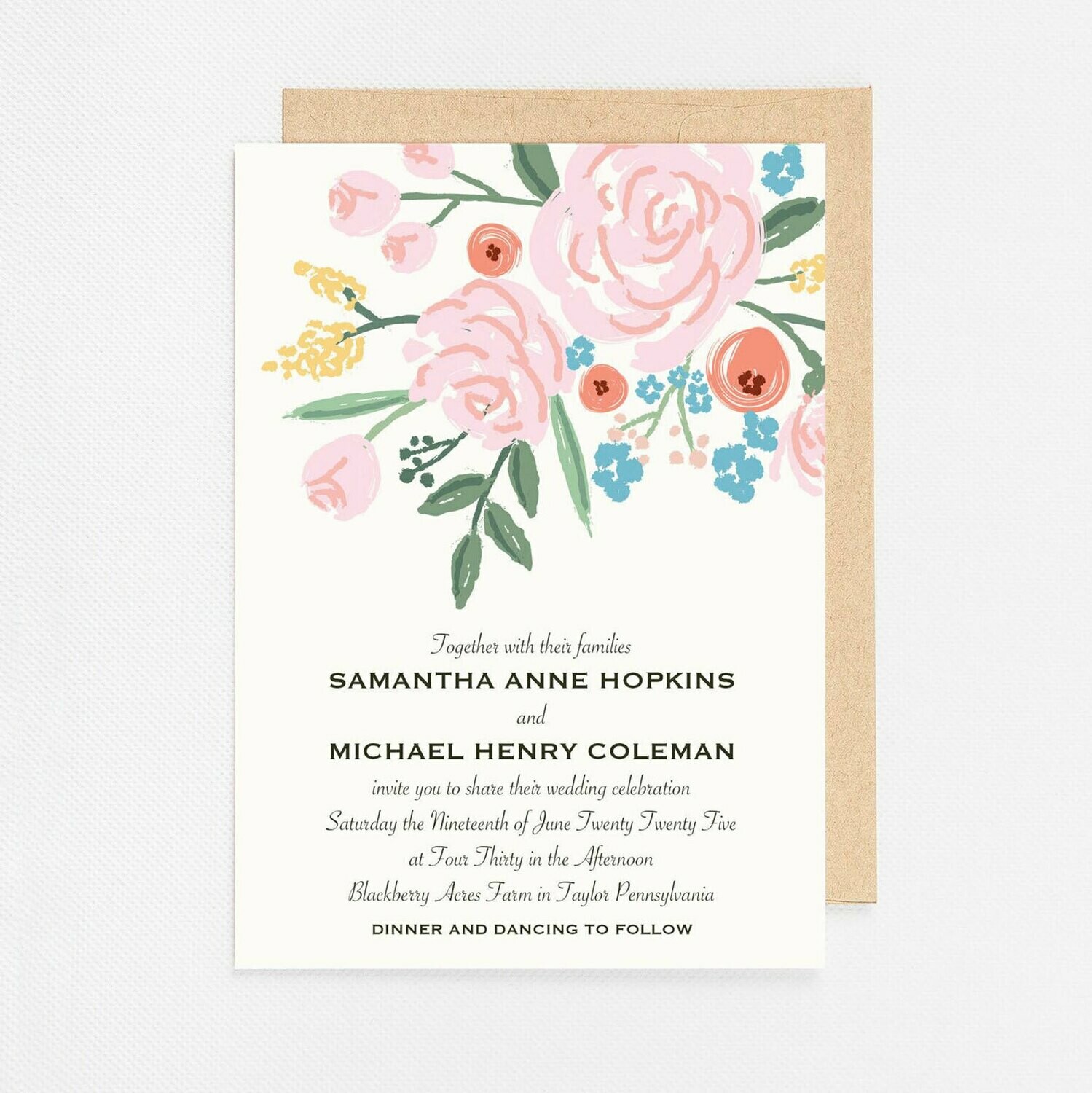 Pink Floral Bunch Invitation - Digital or Printed
