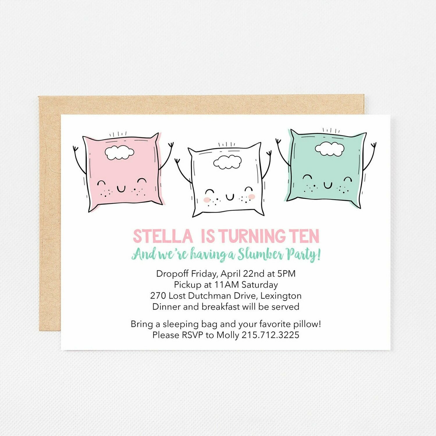 Slumber Party Pillows Invitation - Digital or Printed