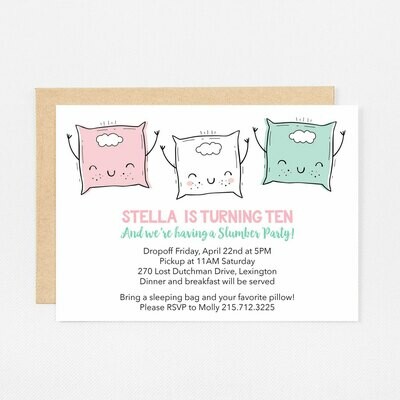 Slumber Party Pillows Invitation - Digital or Printed