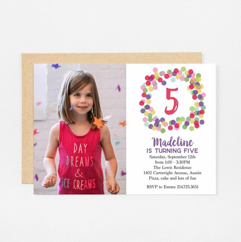 Pink Bubbles Photo Invitation - Digital or Printed