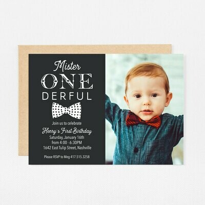 First Birthday Mr. ONEderful Photo Invitation - Digital or Printed