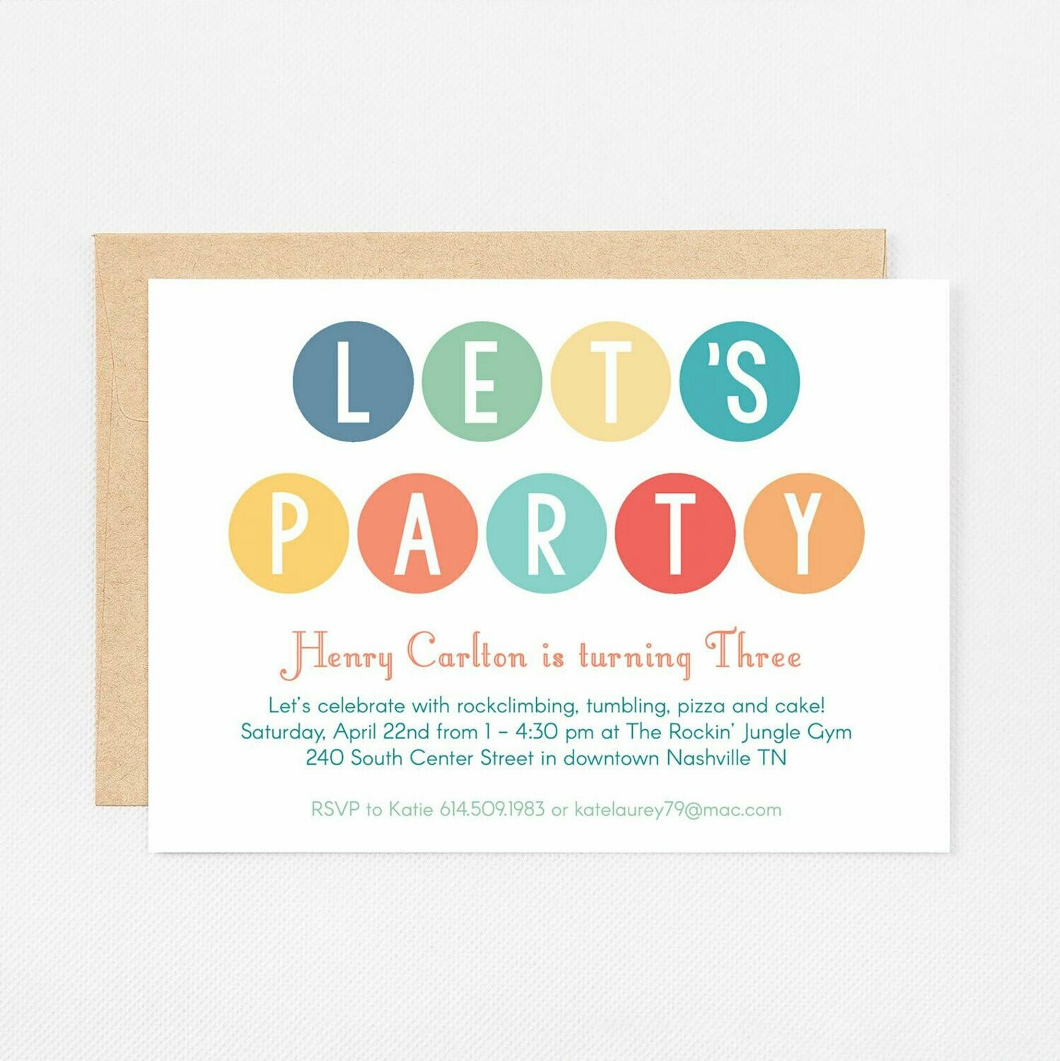 Let&#39;s Party Dots Blue Invitation - Digital or Printed