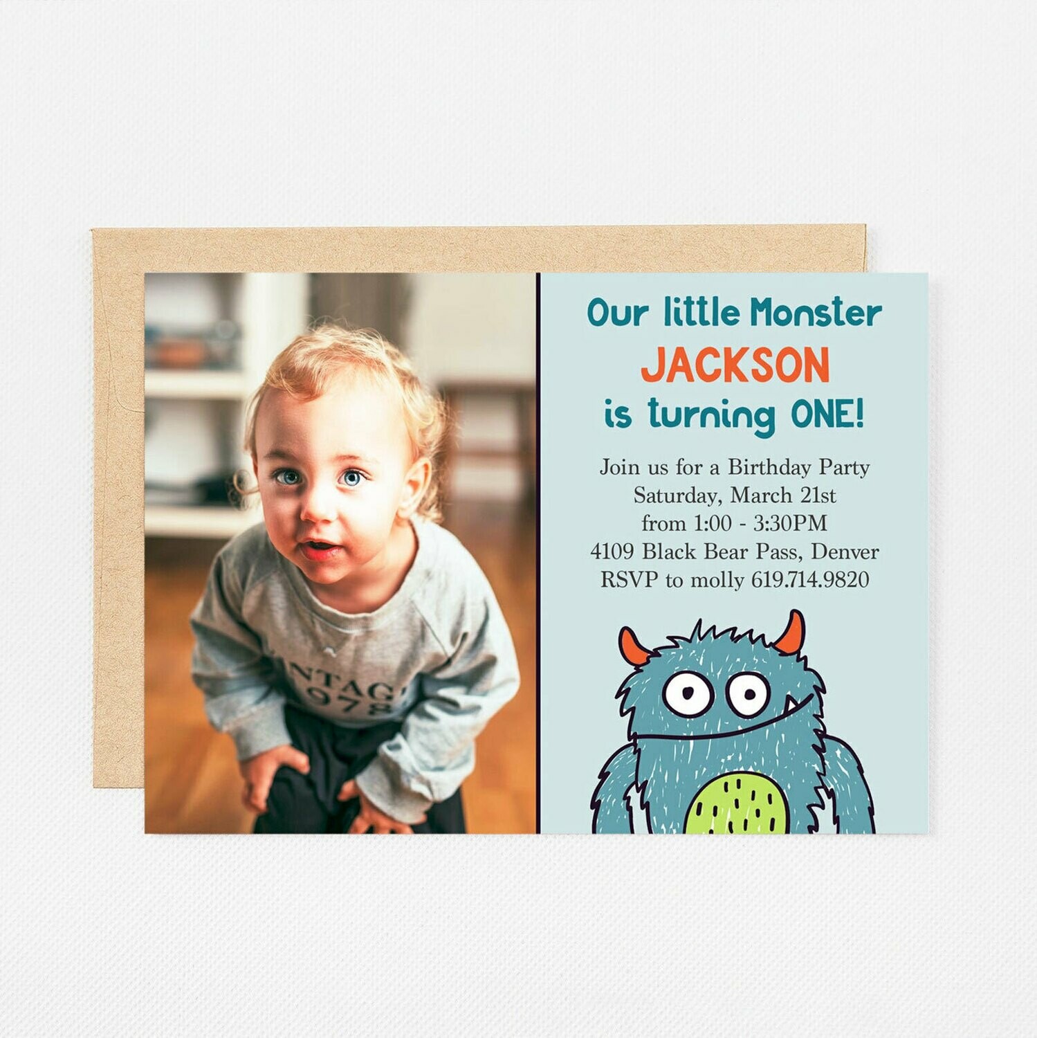 Little Monster Photo Invitation - Digital or Printed