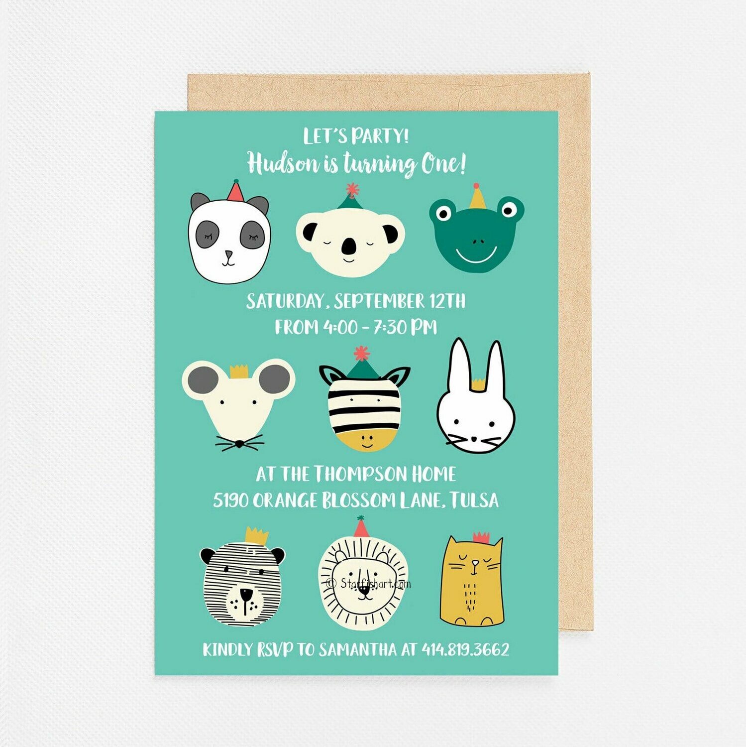 Blue Party Animal Invitation - Digital or Printed