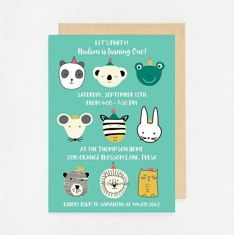Blue Party Animal Invitation - Digital or Printed