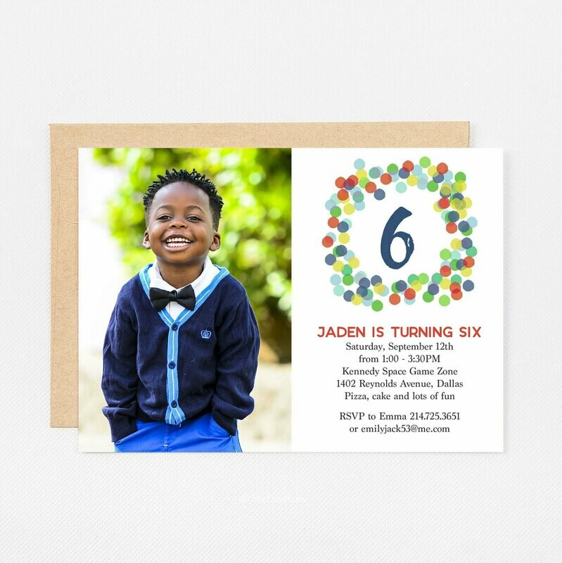 Blue Bubbles Photo Invitation - Digital or Printed