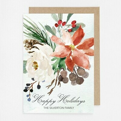 Winter Watercolor Christmas Card with inside text