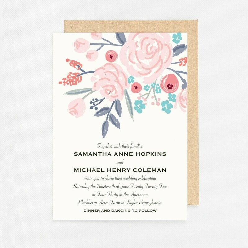 Purple Floral Bunch Invitation - Digital or Printed
