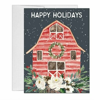 Farm Winter Barn Christmas Card with inside text