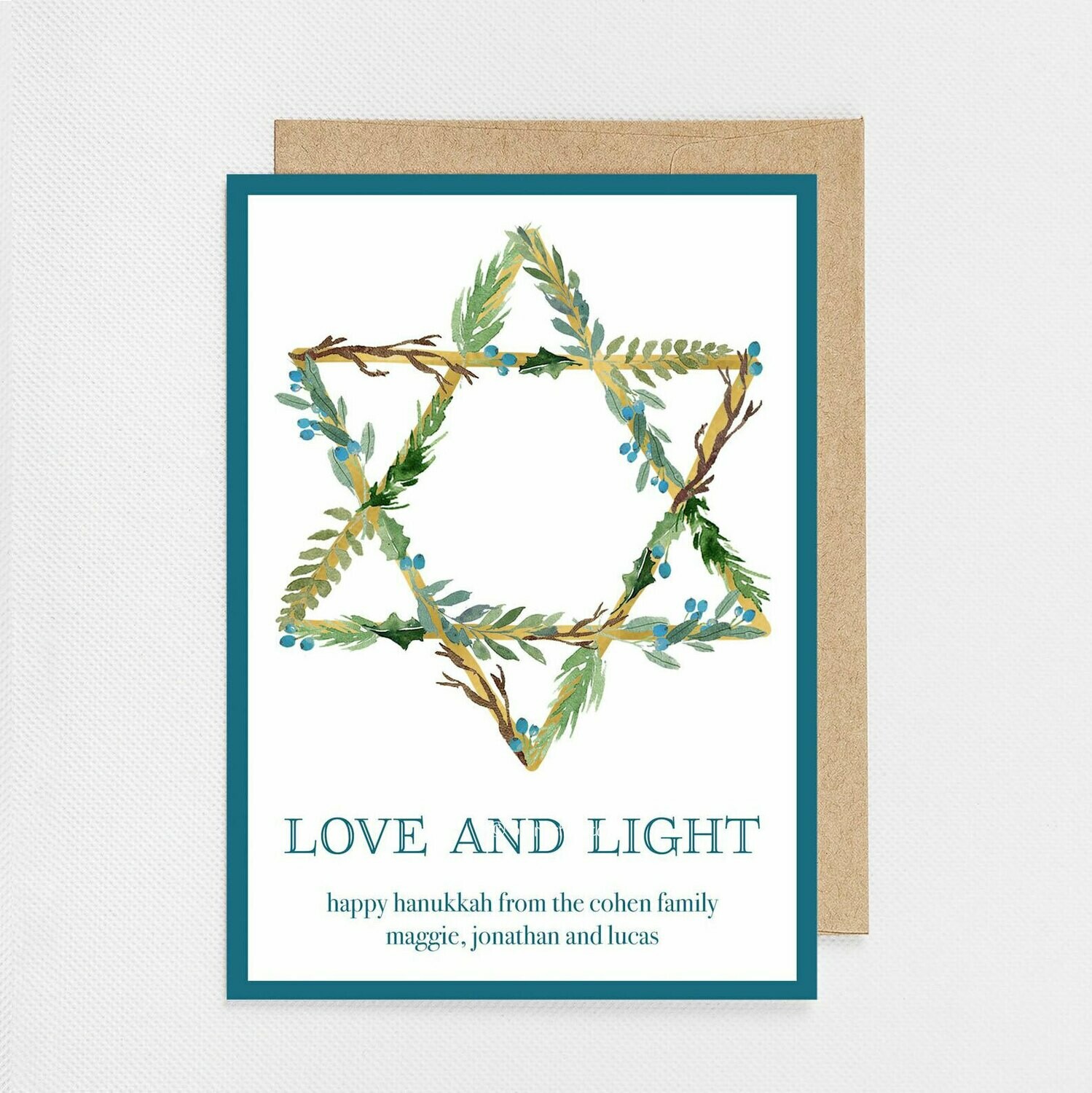 Hanukkah Star Watercolor Card - Digital or Printed
