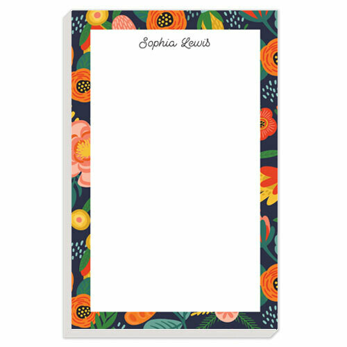 Navy Floral Border Notepad