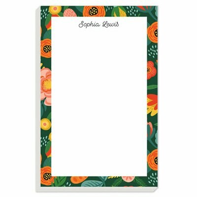 Green Floral Border Notepad