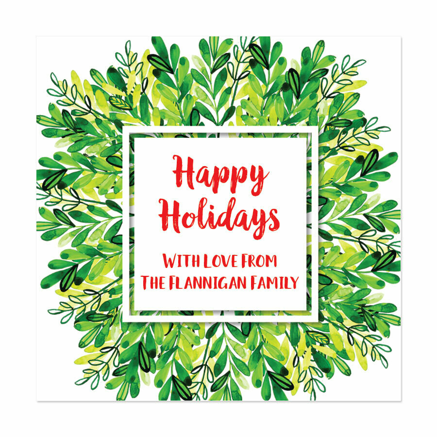 Winter Greens Square Gift Stickers