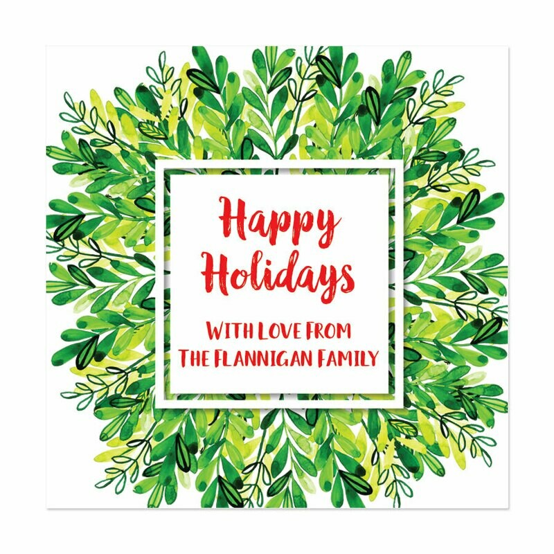 Winter Greens Square Gift Stickers