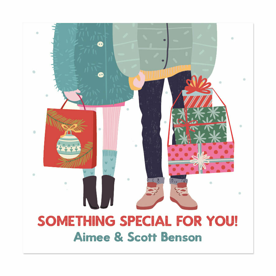 Winter Couple Square Gift Stickers
