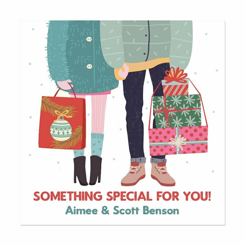 Winter Couple Square Gift Stickers