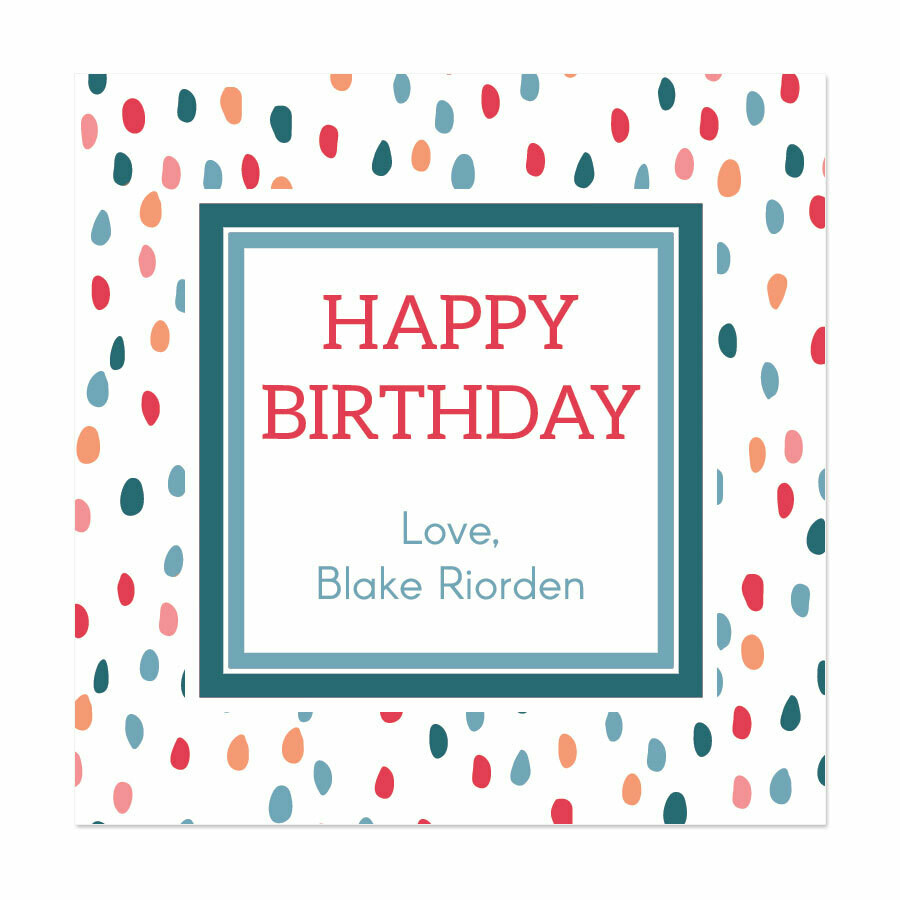 Blue Confetti Square Gift Stickers