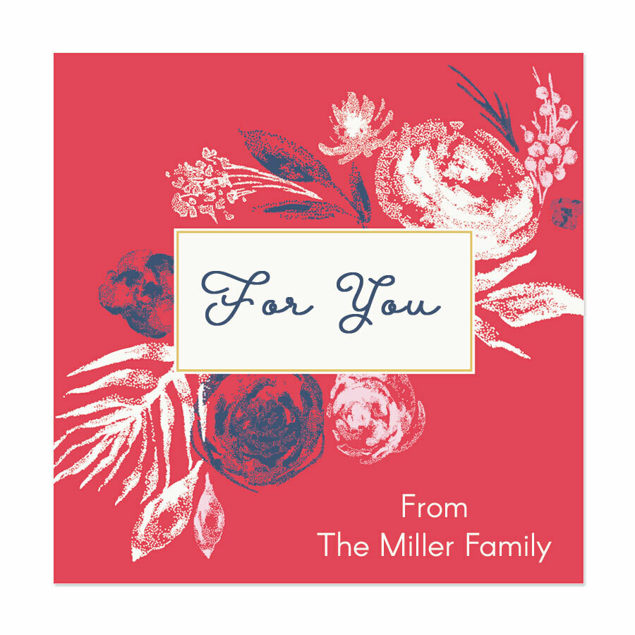 Red White Blue Bouquet Square Gift Stickers