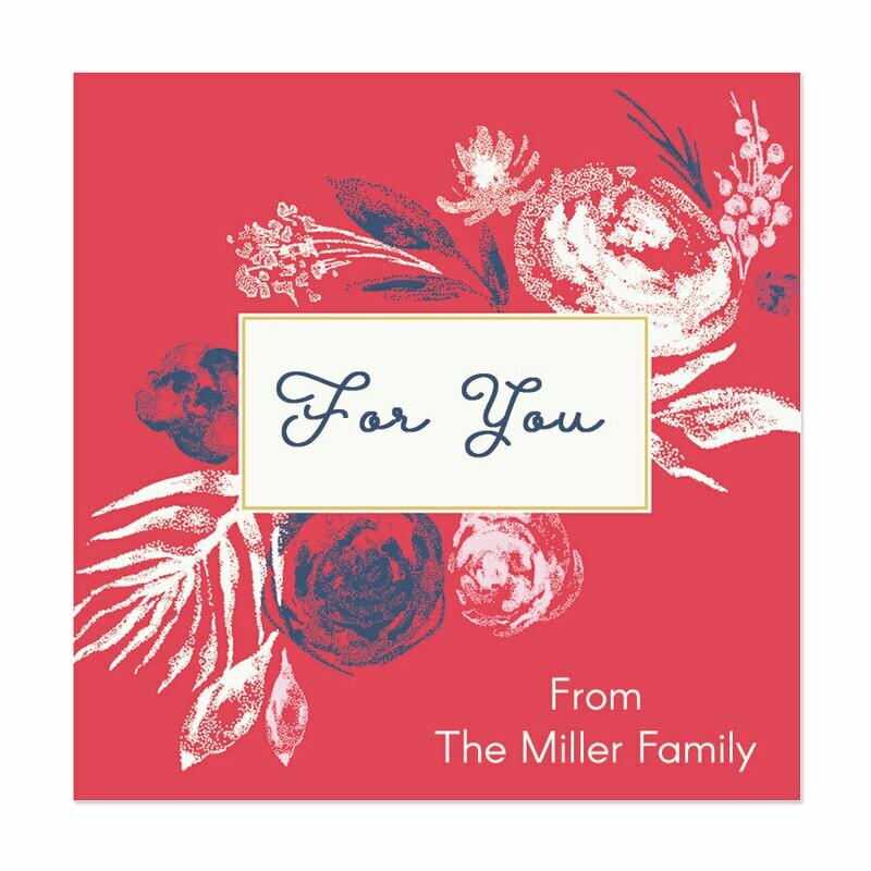 Red White Blue Bouquet Square Gift Stickers