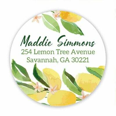 Lemon Address Circle Stickers