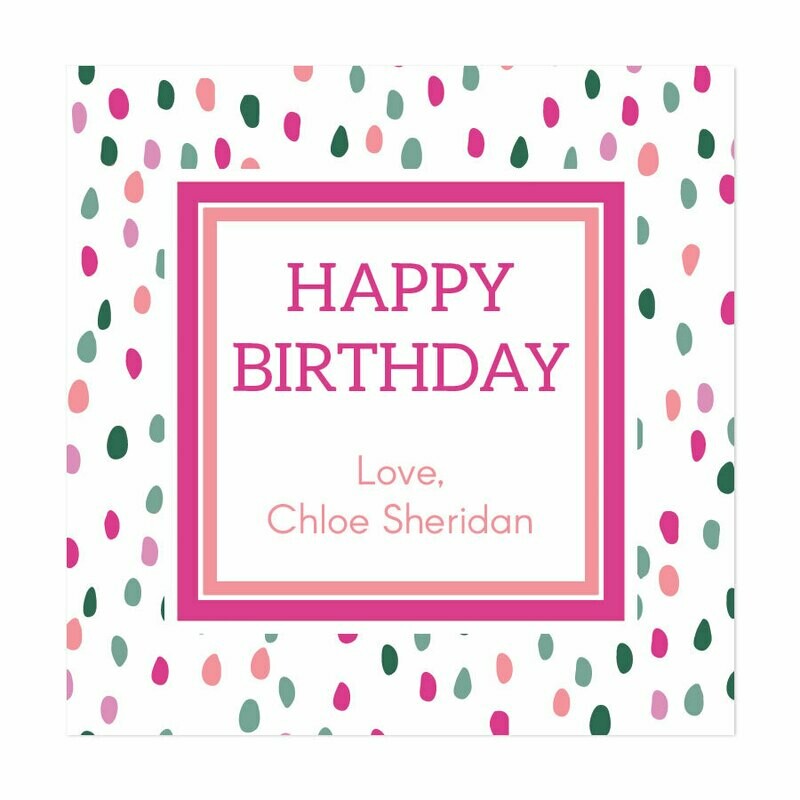 Hot Pink Confetti Square Gift Stickers