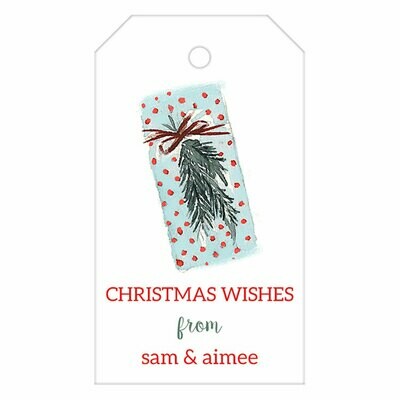 Blue Present Watercolor Gift Tag