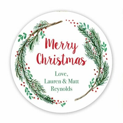Winter Branches Holiday Circle Stickers