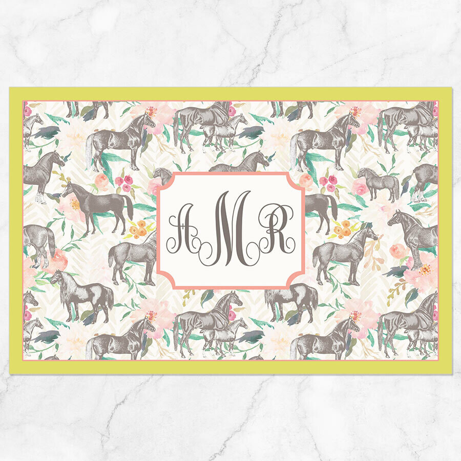 Floral Horses Placemat - Paper or Laminated