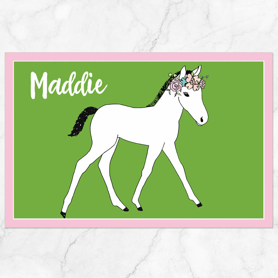 Floral Foal Horse Placemat - Paper or Laminated