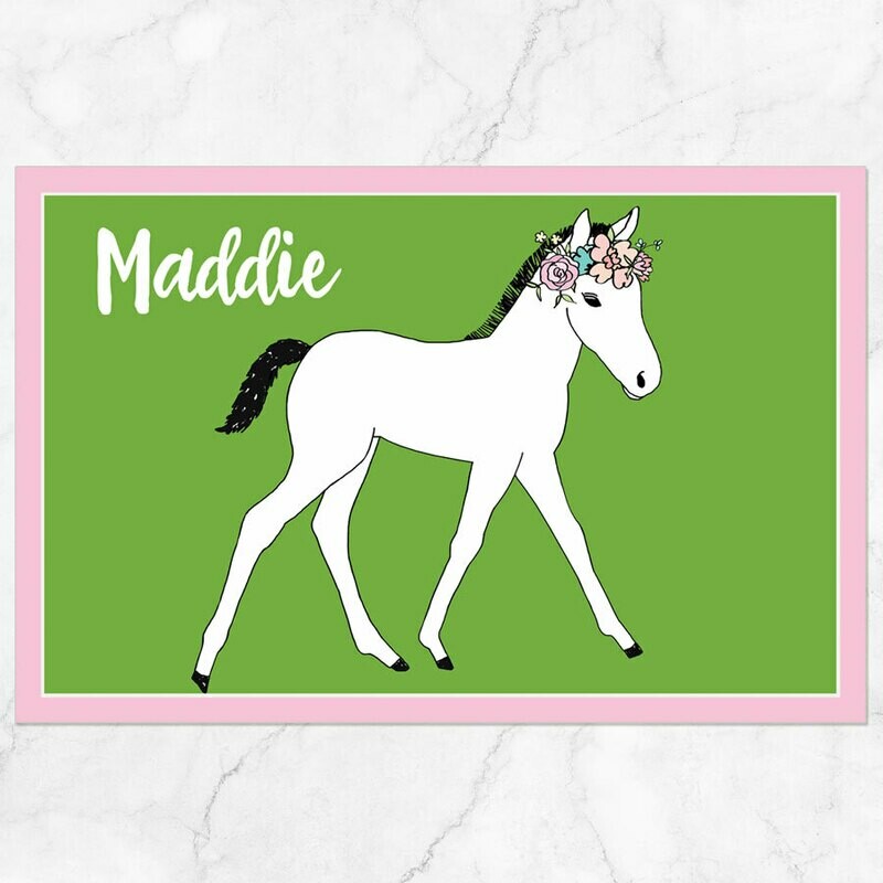 Floral Foal Horse Placemat - Paper or Laminated