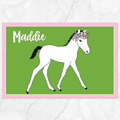 Floral Foal Horse Placemat - Paper or Laminated