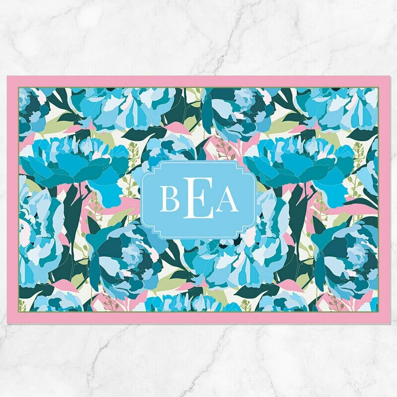 Abstract Blue Floral Placemat - Paper or Laminated