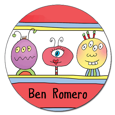 Astronaut Alien Circle Stickers