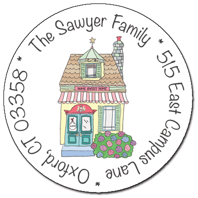 Awning House Circle Address Stickers