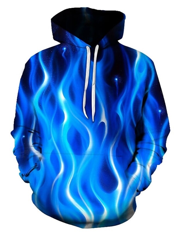 Homme Sweat à capuche Design Manches Longues Graphic Flamme 3D effet Capuche Soirée Fin de semaine Vêtements Soirée Design Casual Vert Bleu Fuchsia #9111380